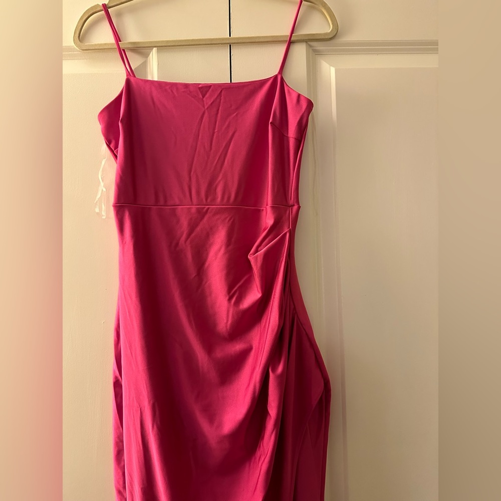 Hot pink maxi dress with high slit